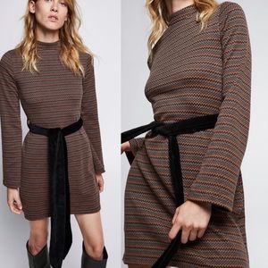 Zara TEXTURED WEAVE DRESS WITH BELT